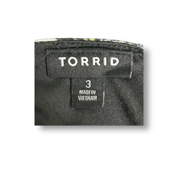 Torrid 3X Floral Black Chiffon Tiered Dress Mini Lurex Long Sleeve Boho V-Neck - Picture 8 of 10